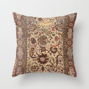 Safavid Silk Metal-Thread Persian Rug Print Throw Pillow